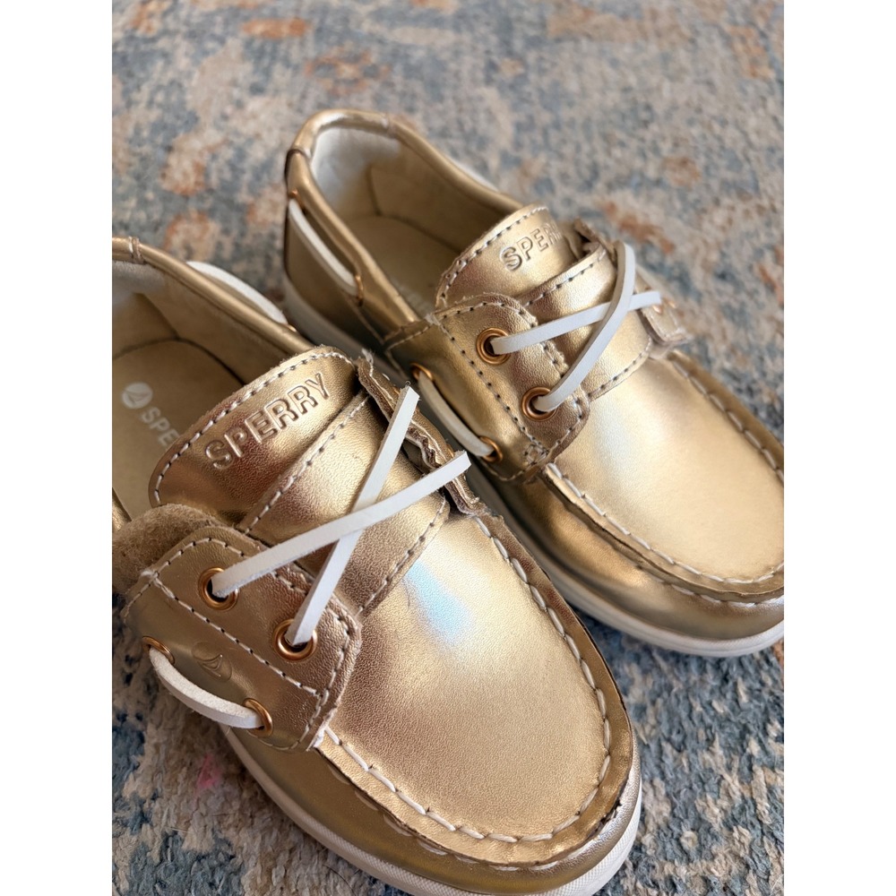 Sperry Kids Authentic Original 2-Eye Metallic Gold Champagne Boat Shoes Size 9 - Picture 10 of 10